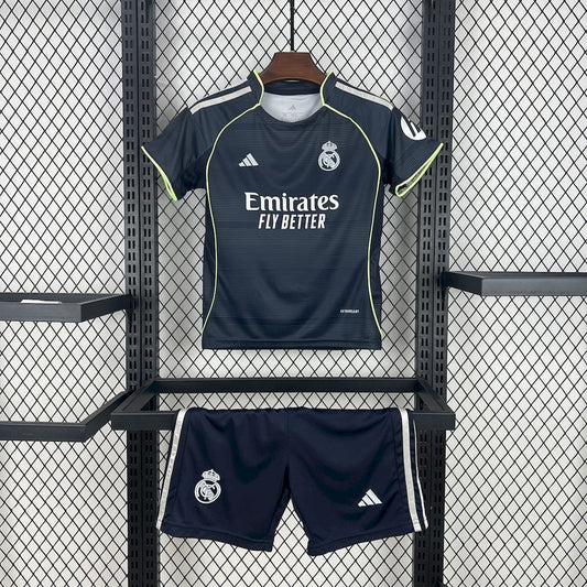 Real Madrid Kylian Mbappé 9 Kids Away Soccer Jersey 2025-2026