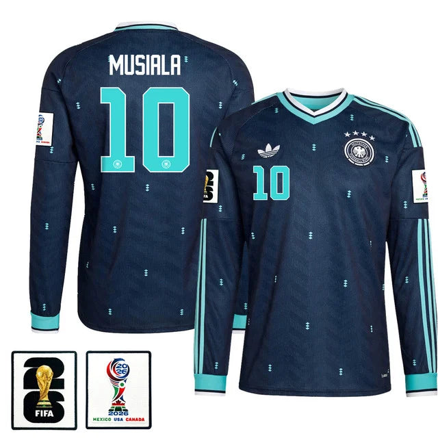 Germany Jamal Musiala 10 Long Sleeve Away Soccer Jersey World Cup 2026