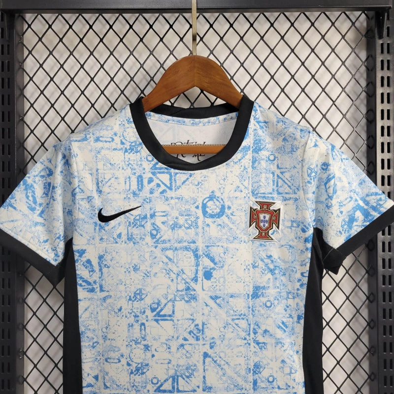 Portugal Rafael Leão 17 Kids Away Soccer Jersey Euro 2024