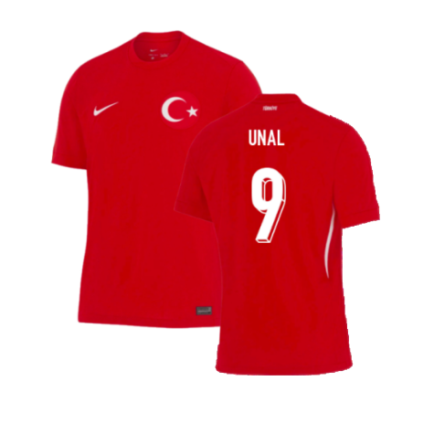 Turkey Enes Unal 9 Away Soccer Jersey Euro 2024