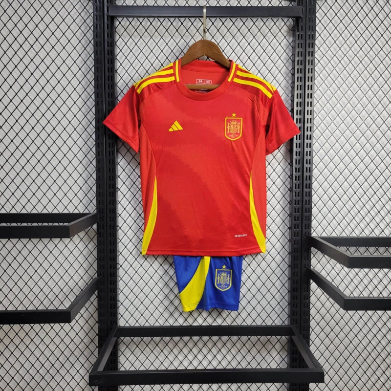 Spain Andrés Iniesta 6 Kids Home Soccer Jersey Euro 2024