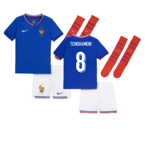 France Aurélien Tchouaméni 8 Kids Home Soccer Jersey Euro 2024