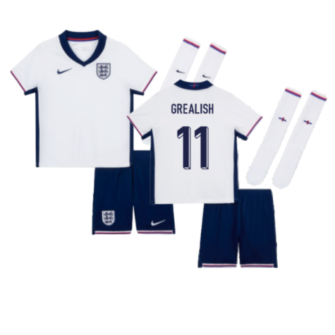England Jack Grealish 11 Kids Home Soccer Jersey Euro 2024