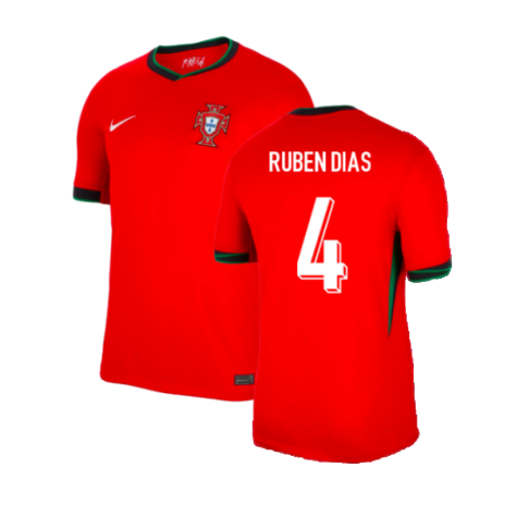 Portugal Ruben Dias 4 Home Soccer Jersey Euro 2024