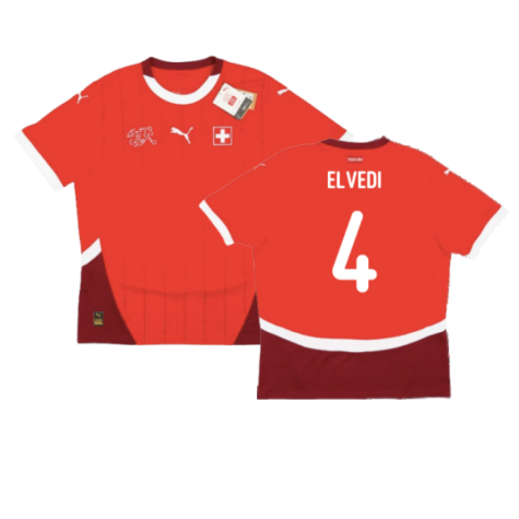 Switzerland Nico Elvedi 4 Home Soccer Jersey Euro 2024