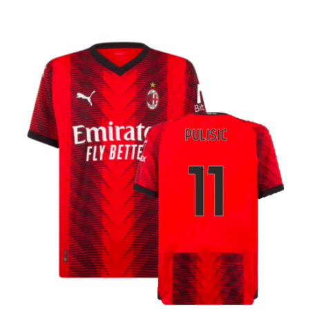 AC Milan Christian Pulisic 11 Home Soccer Jersey 2023/24