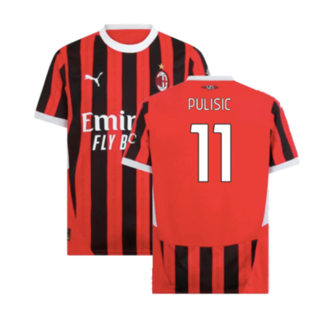 AC Milan Christian Pulisic 11 Home Soccer Jersey 2024/25
