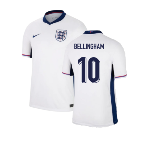 England Jude Bellingham 10 Home Soccer Jersey Euro 2024