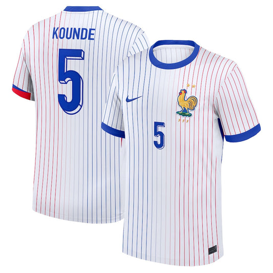 France Jules Koundé 5 Away Soccer Jersey Euro 2024