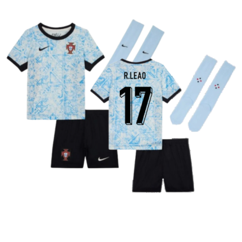 Portugal Rafael Leão 17 Kids Away Soccer Jersey Euro 2024