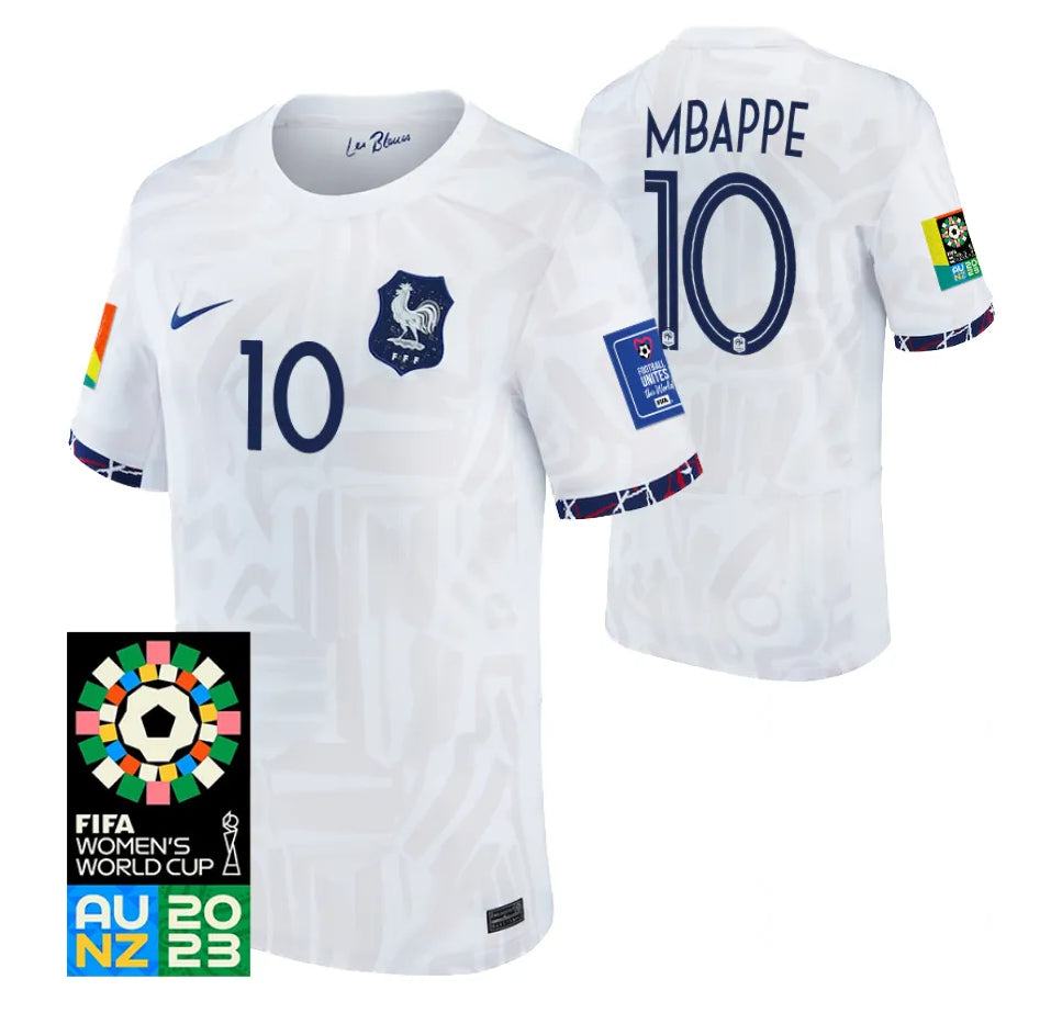 France Kylian Mbappe 10 Men's Away Soccer Jersey World Cup 2023