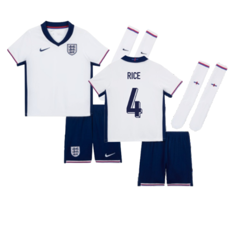 England Declan Rice 4 Kids Home Soccer Jersey Euro 2024