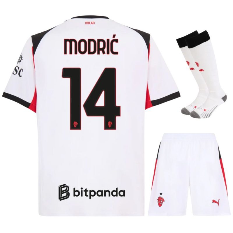 AC Milan Luka Modric 14 Kids Away Soccer Jersey 2025-2026