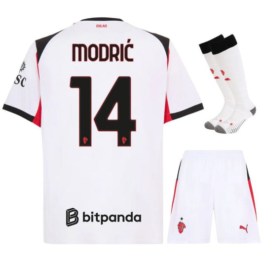 AC Milan Luka Modric 14 Kids Away Soccer Jersey 2025-2026